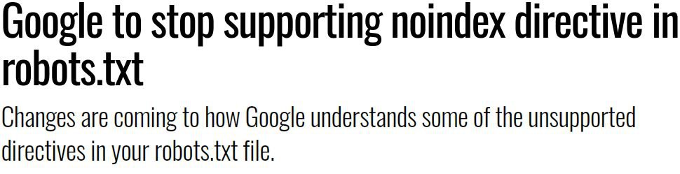 Google NoIndex Robots Txt Rule Update